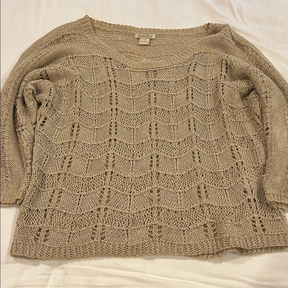 Lucky Brand Open Knit Beige Sweater